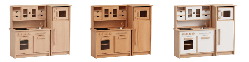 Hänsel Kinderküche Set 2 - mit Waschmaschine - Farbvarianten - Natur, Pflanzenöl behandelt, weiß